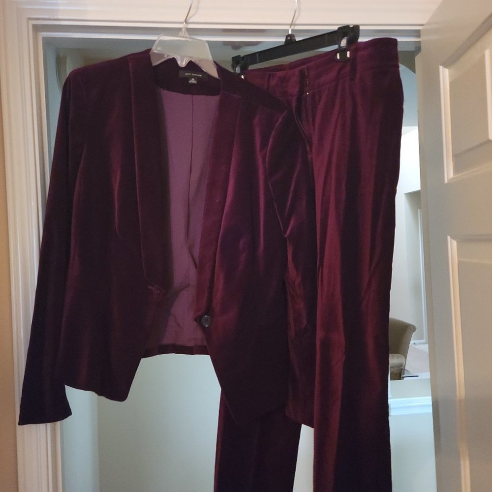 Burgundy Velvet 2 piece pants suit
